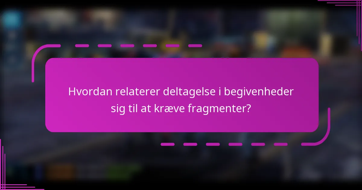 Hvordan relaterer deltagelse i begivenheder sig til at kræve fragmenter?