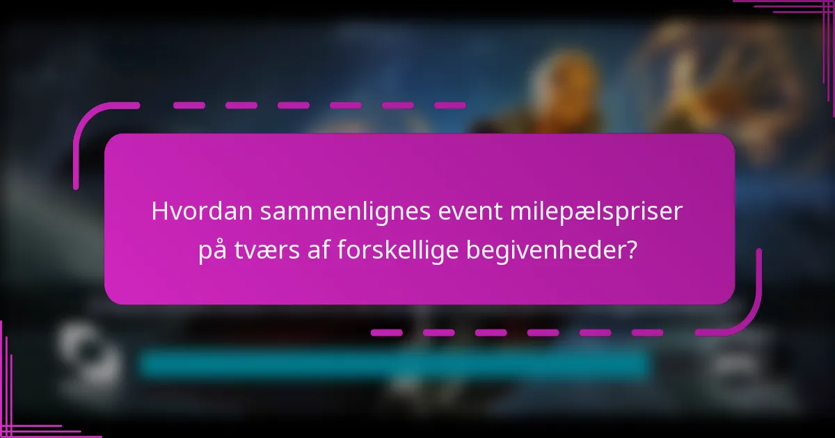 Hvordan sammenlignes event milepælspriser på tværs af forskellige begivenheder?